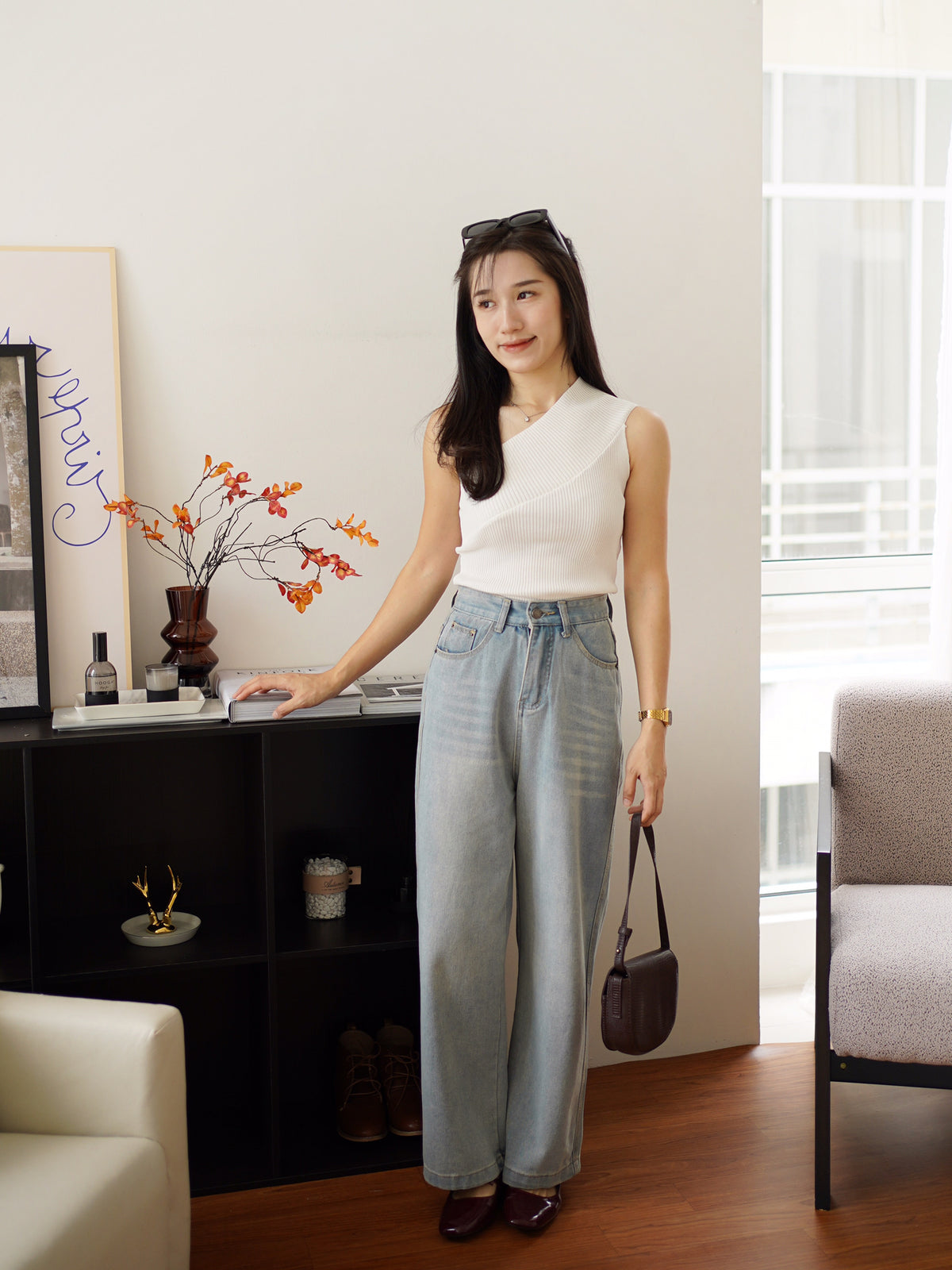 Hazel Oblique Rib Knit Top