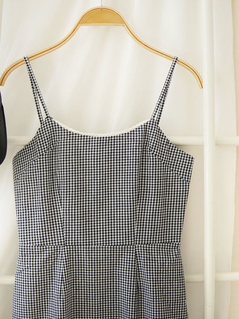 Checkered Strap Mini Dress
