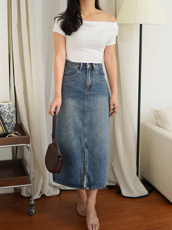 [LM.made] Myla Denim Split Midi Skirt