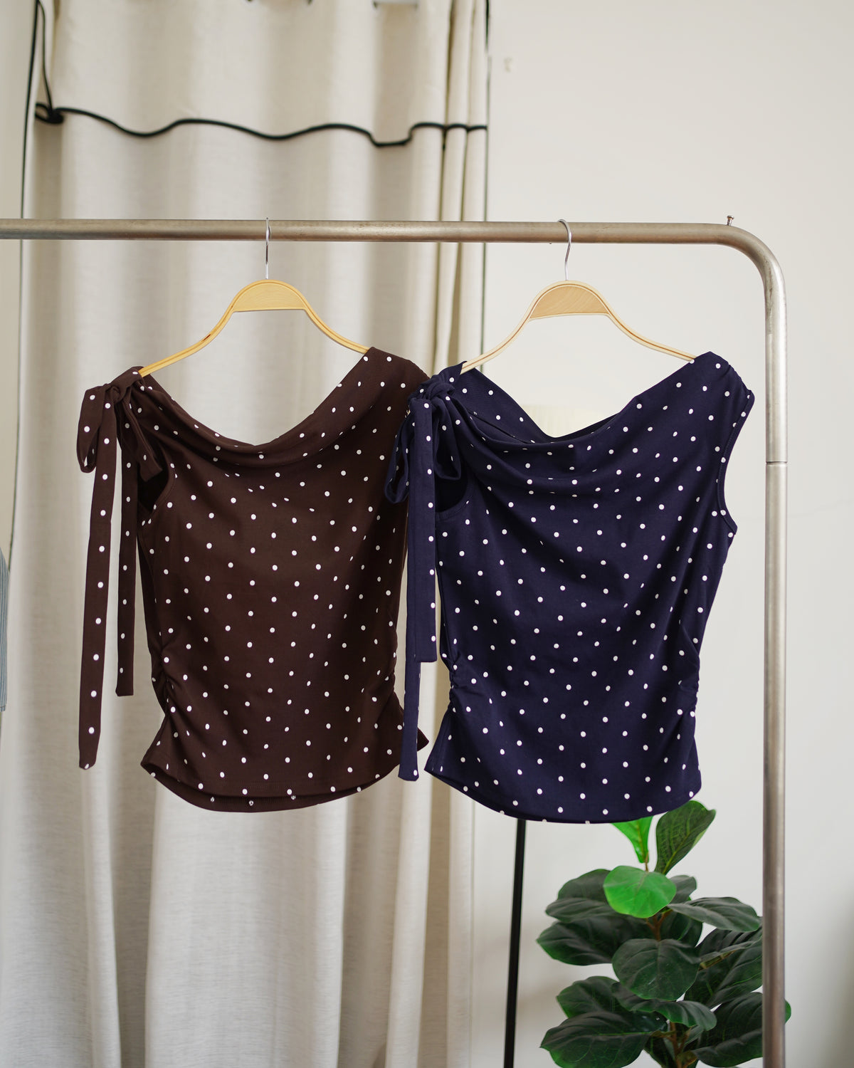 Denise Polkadots Tie Top