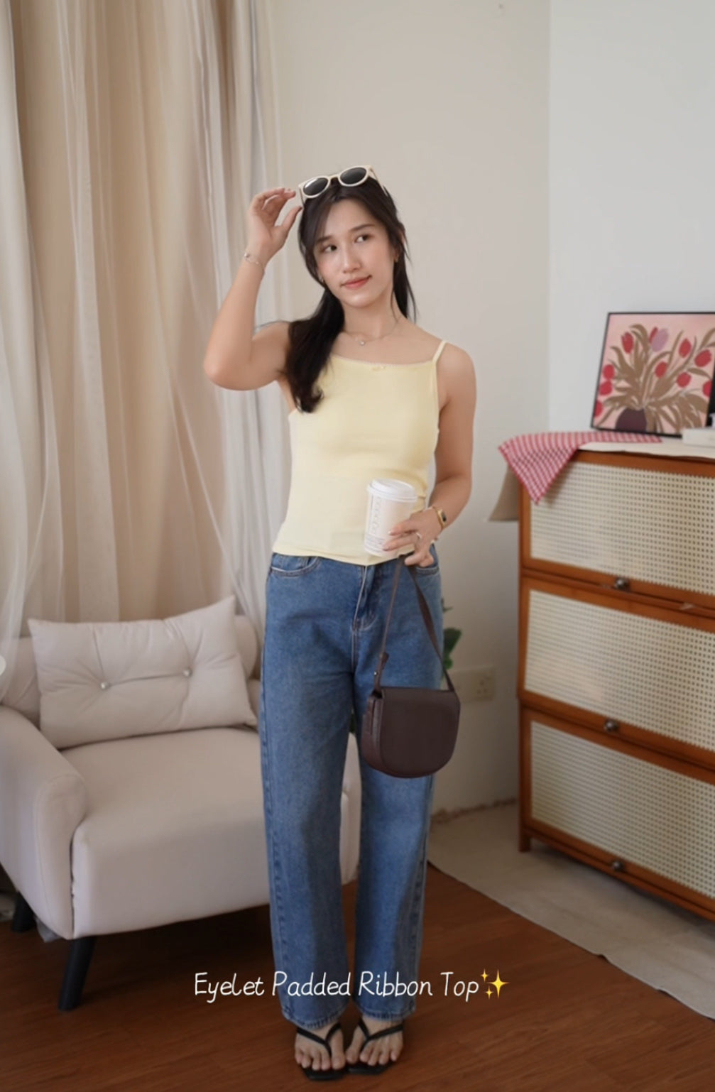 Eyelet Padded Ribbon Top - LovelyMadness Clothing Malaysia