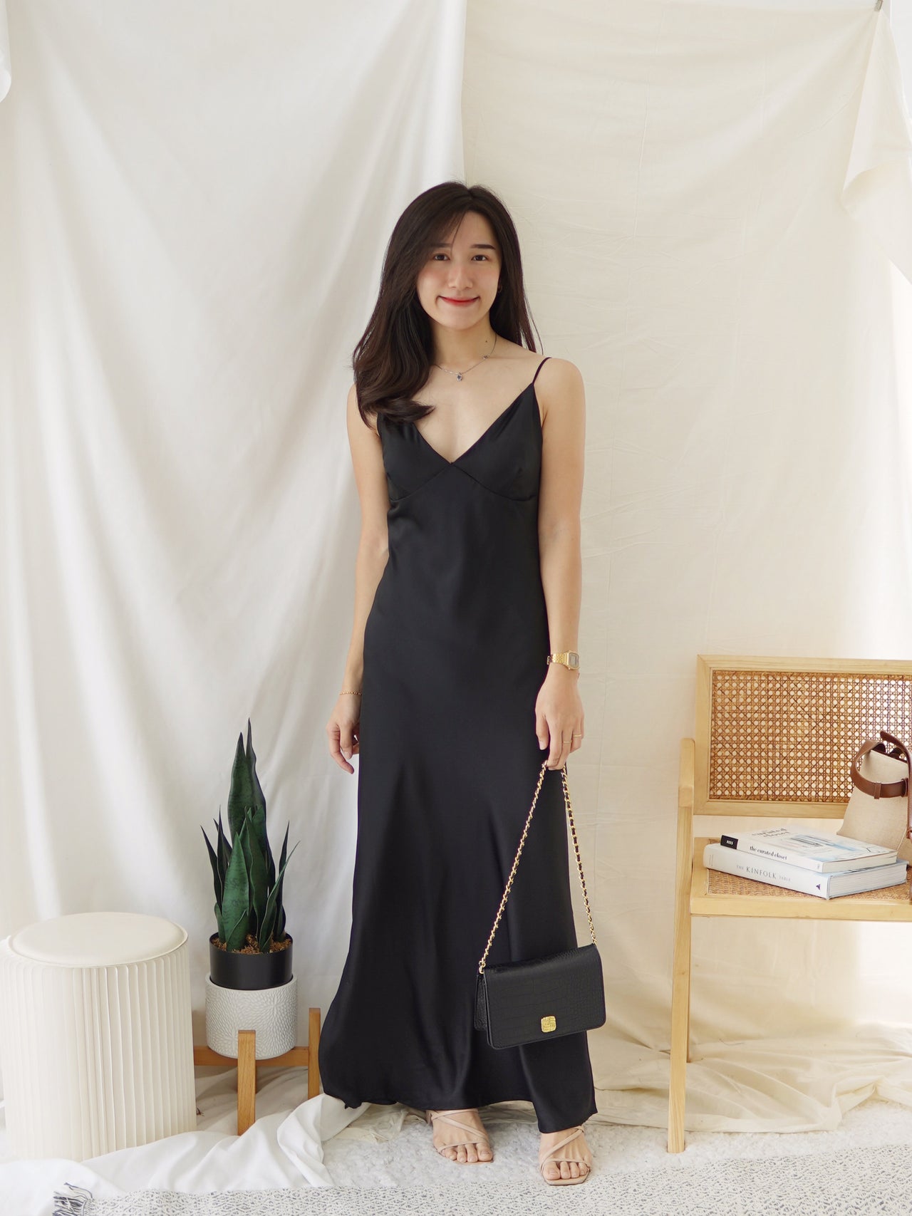 VEROMODA DEEP V SILK DRESS