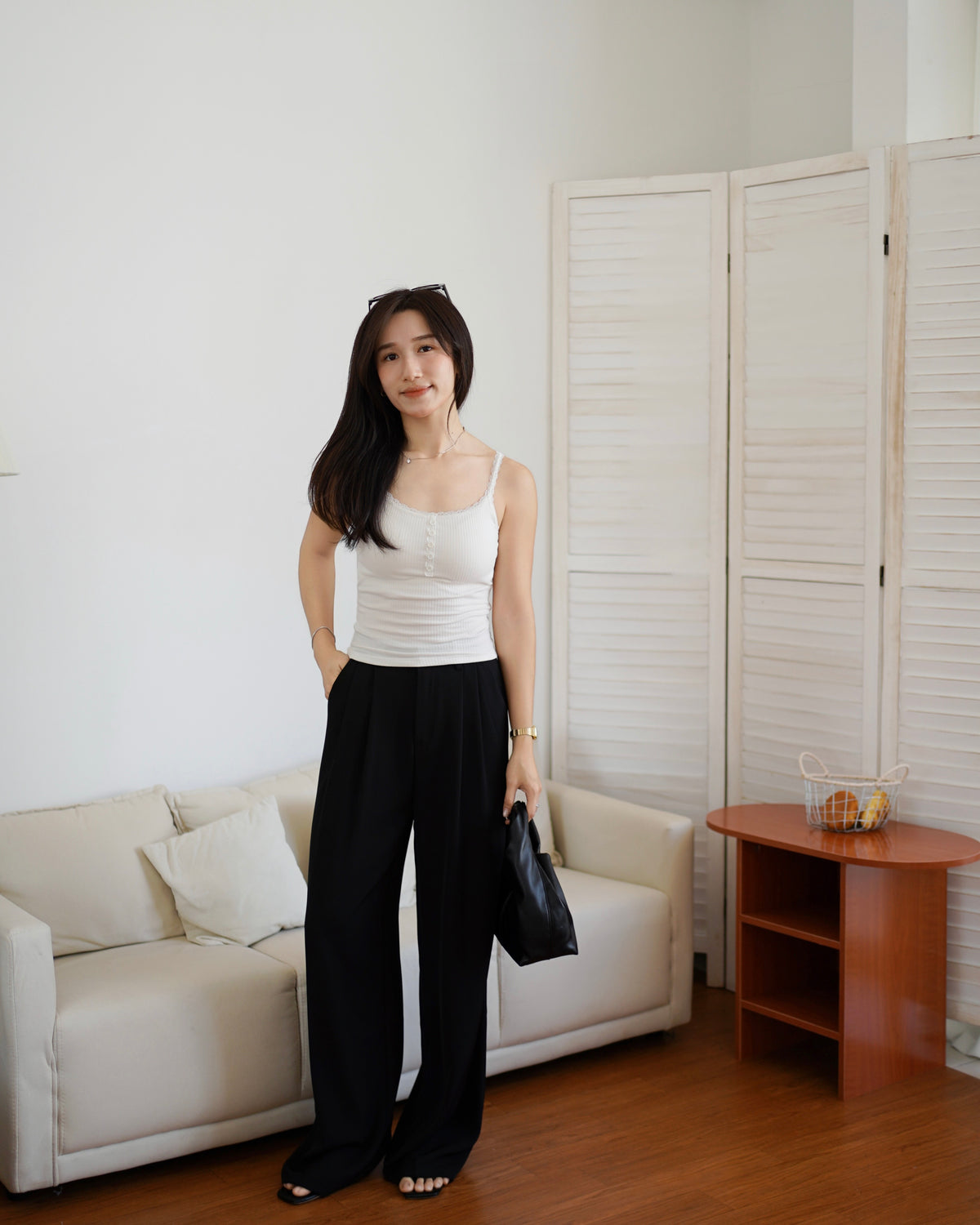 Eyelet Lace Trim Padded Tank