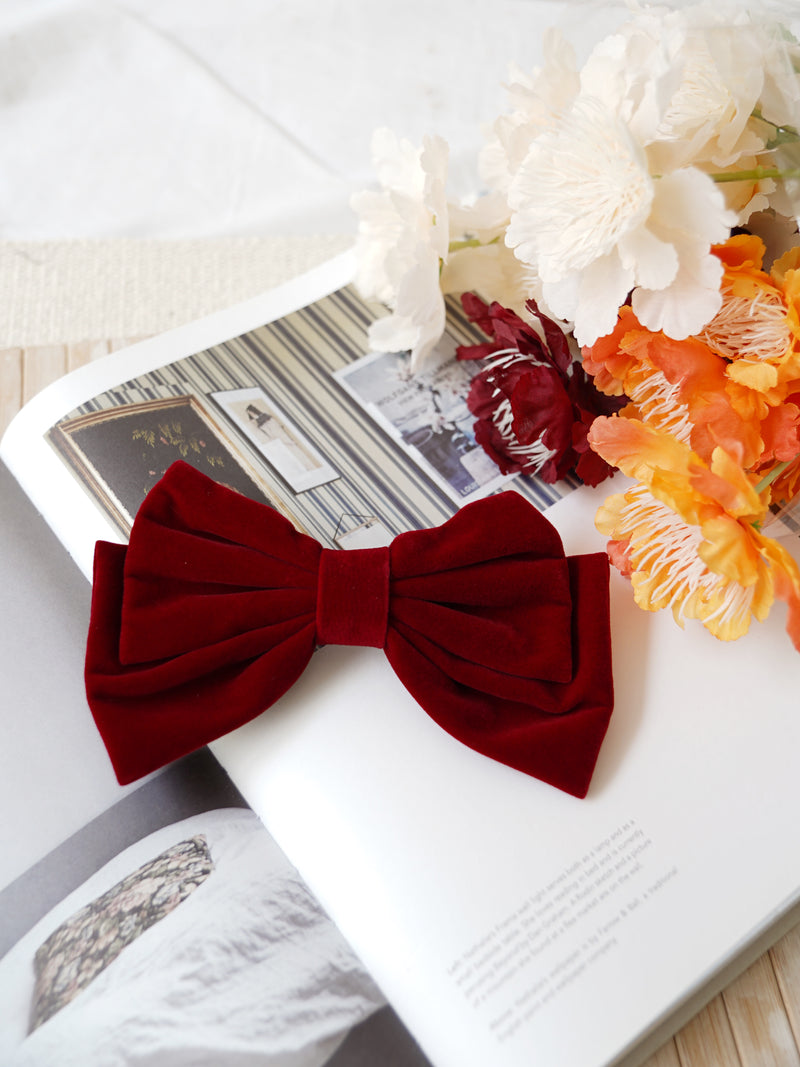 MAROON RIBBON HAIR CLIP