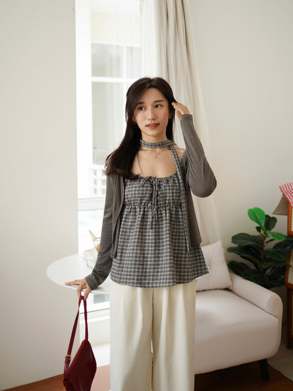Plaid Camisole & Cardigan Set - LovelyMadness Clothing Malaysia