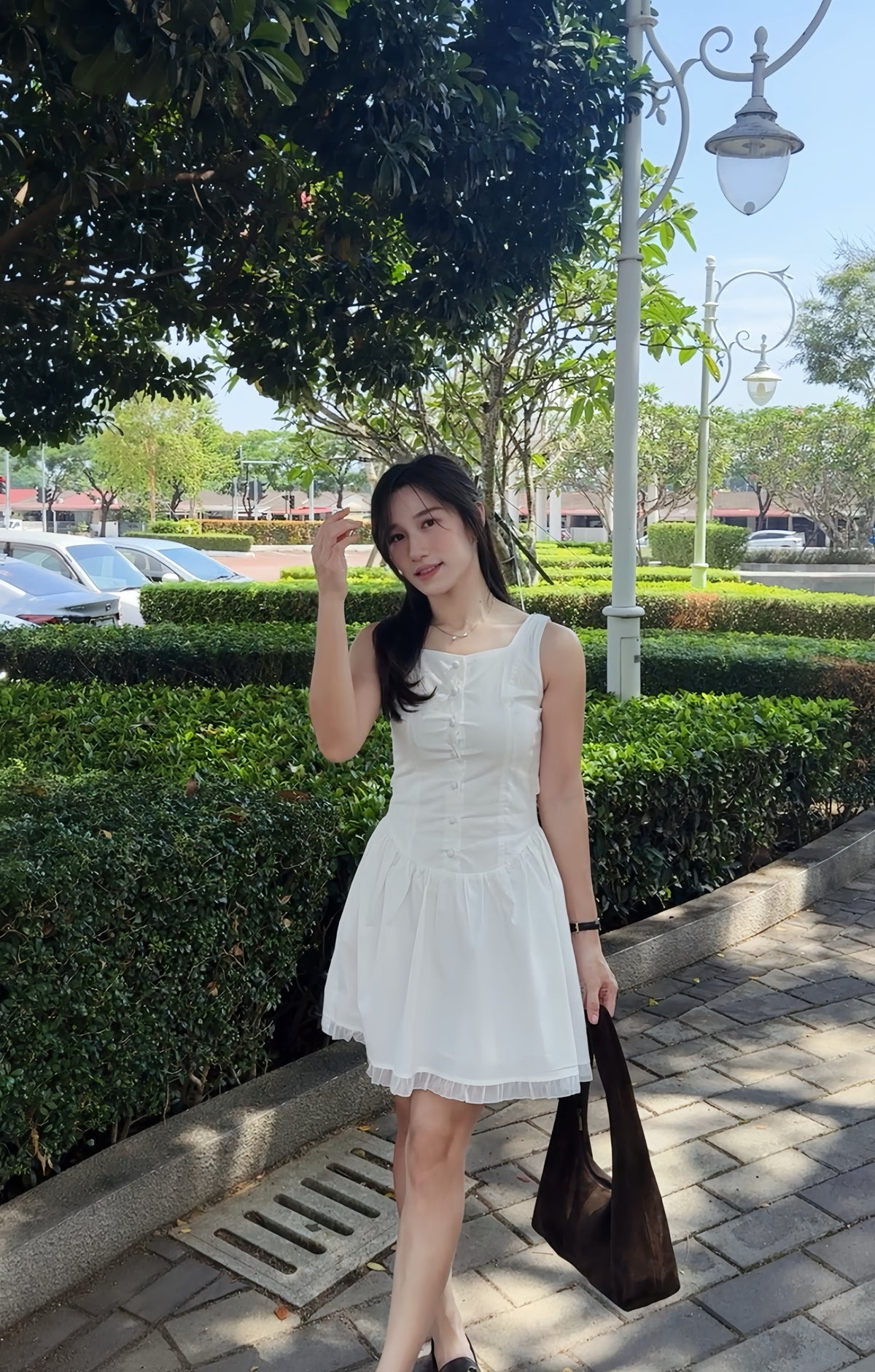 Sophia button-front mini dress - LovelyMadness Clothing Malaysia