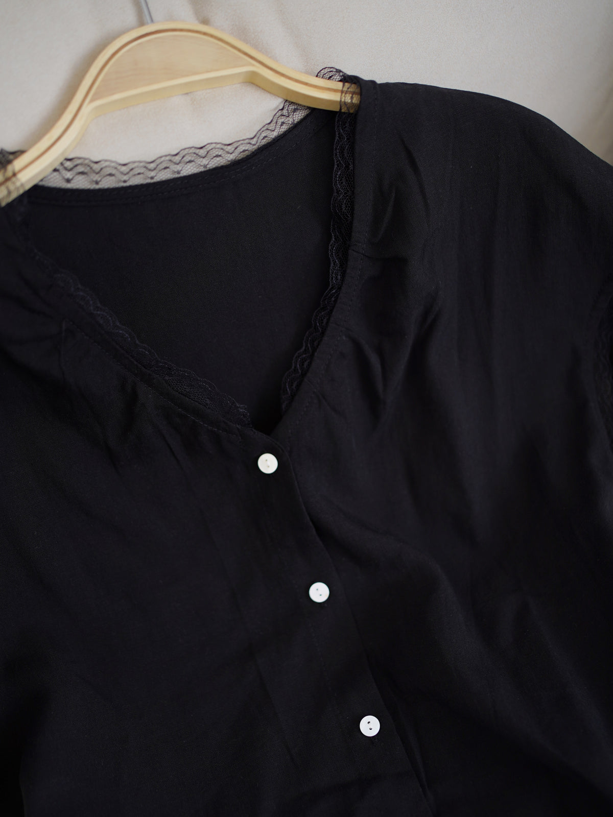 Black Lace V Ribbon Top