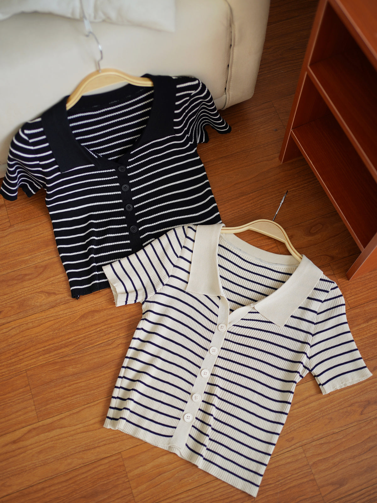 Stripe Knit Collar Top - LovelyMadness Clothing Malaysia