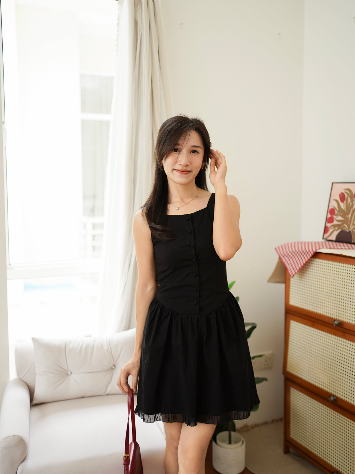 Sophia button-front mini dress - LovelyMadness Clothing Malaysia