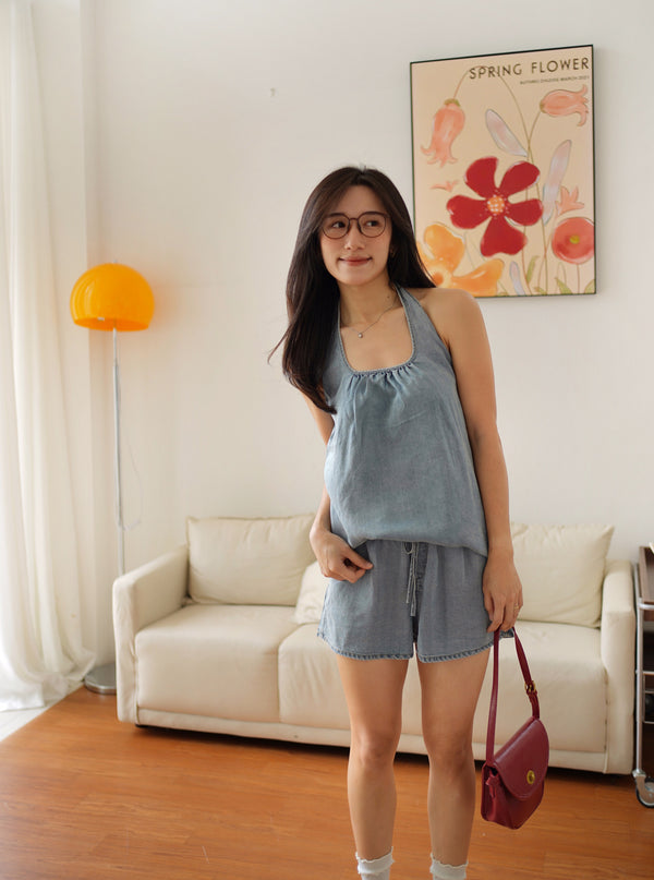 Denim Halter Set - LovelyMadness Clothing Malaysia