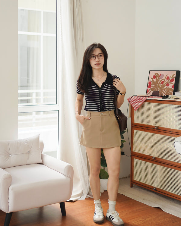 Stripe Knit Collar Top