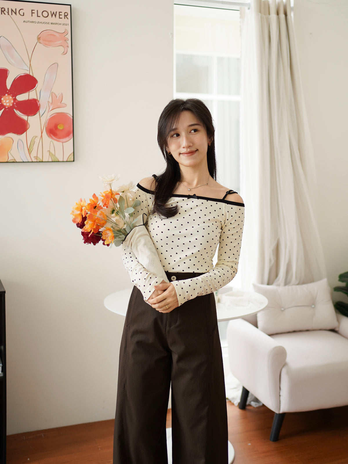 Polka Dot Long Sleeve Top - LovelyMadness Clothing Malaysia
