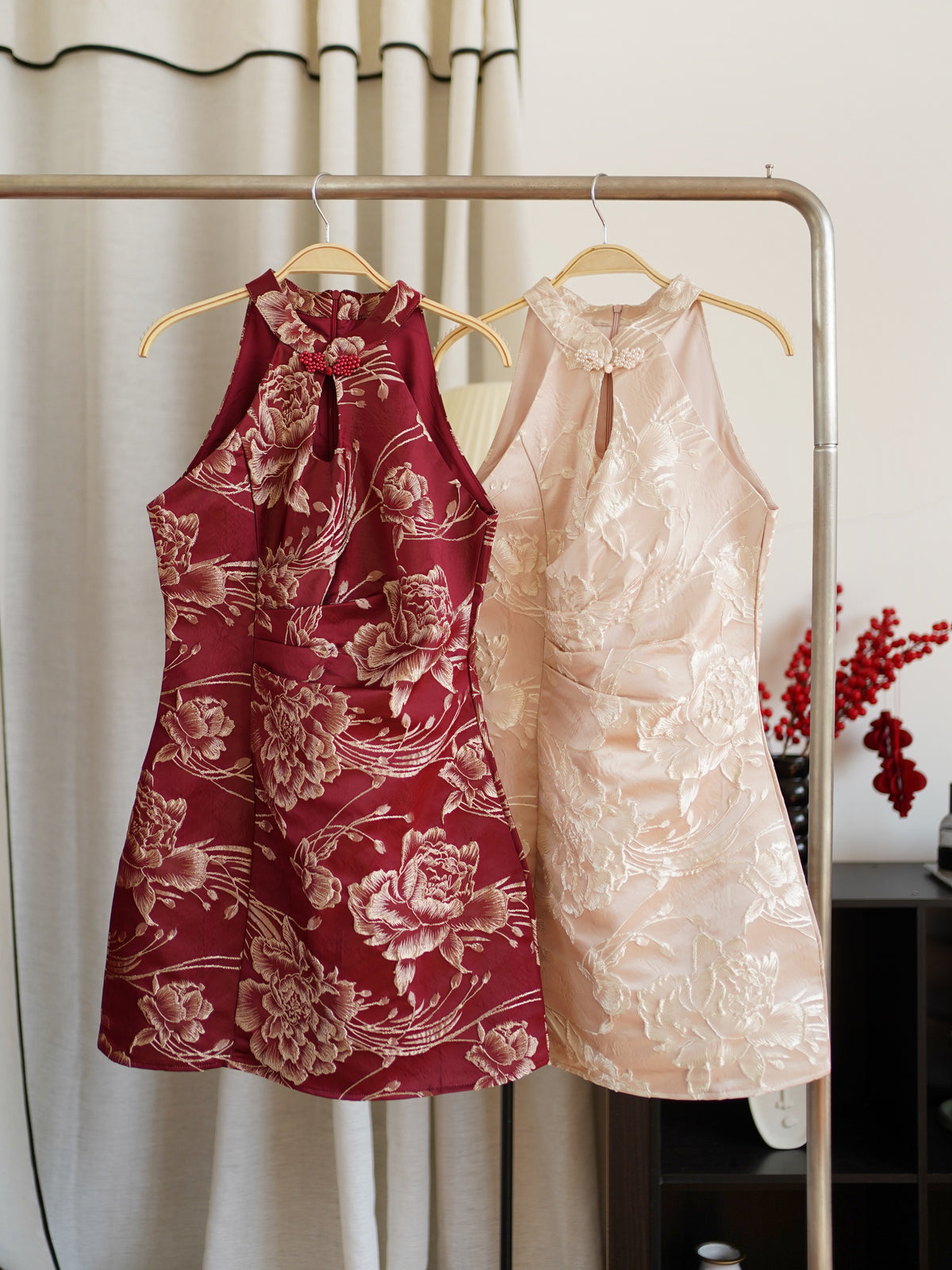 ANQI Jacquard Halter Dress