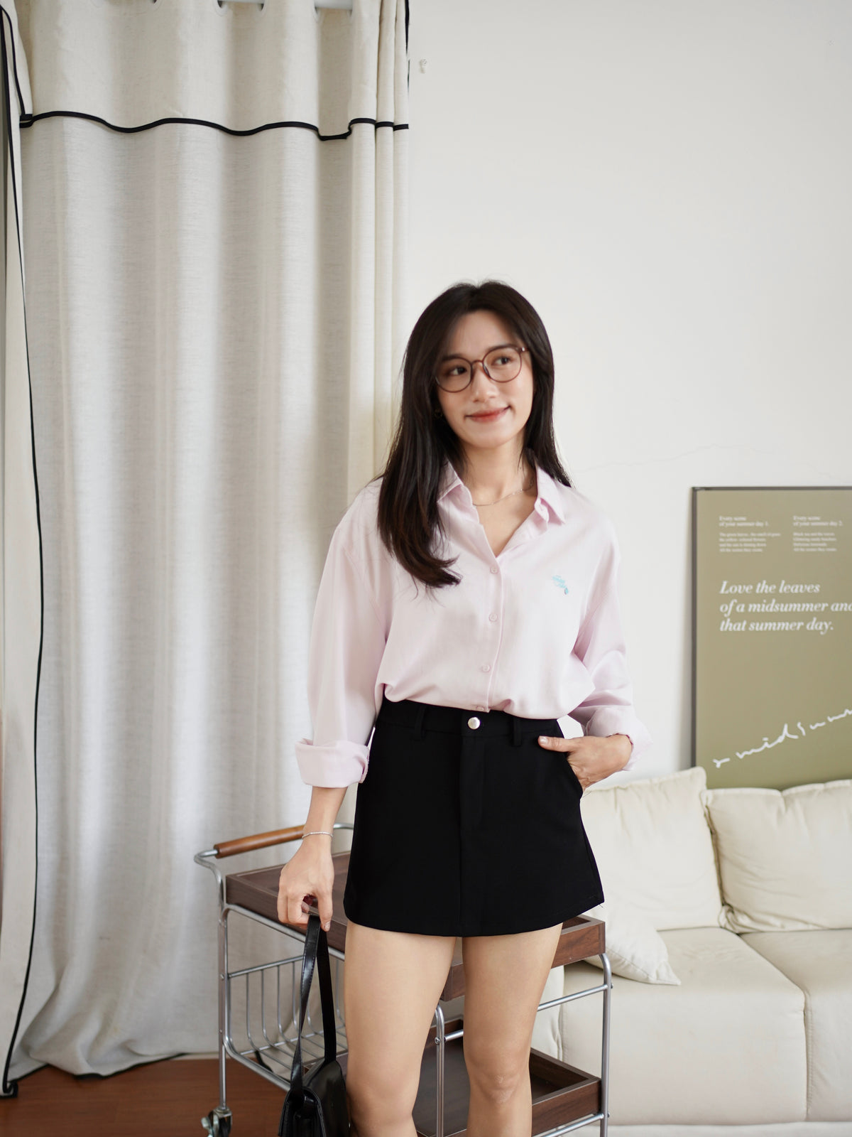 Embroidery Boxy Shirt (Anti-wrinkle fabric)