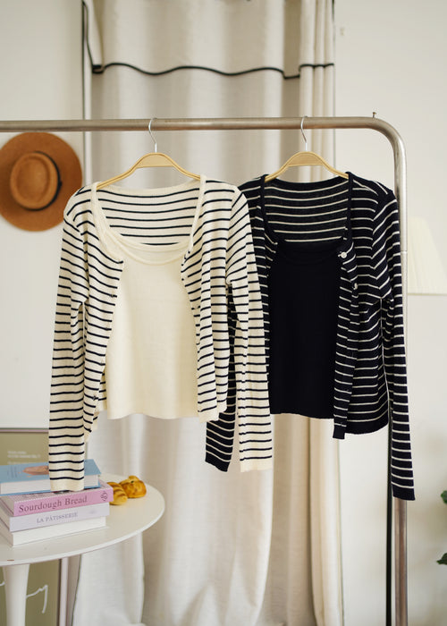 Wendy Stripe Knit Tank Set - LovelyMadness Clothing Malaysia
