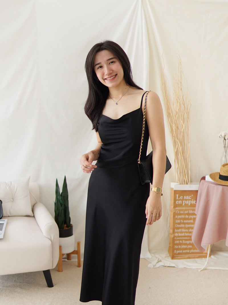 HARPER SATIN COWL DRESS