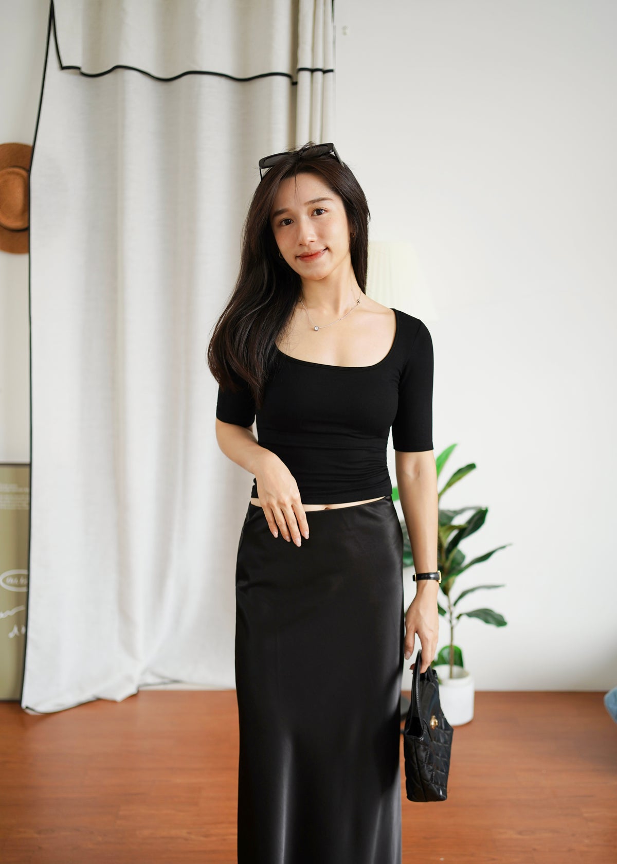 Yura Padded Quarter Sleeve Top