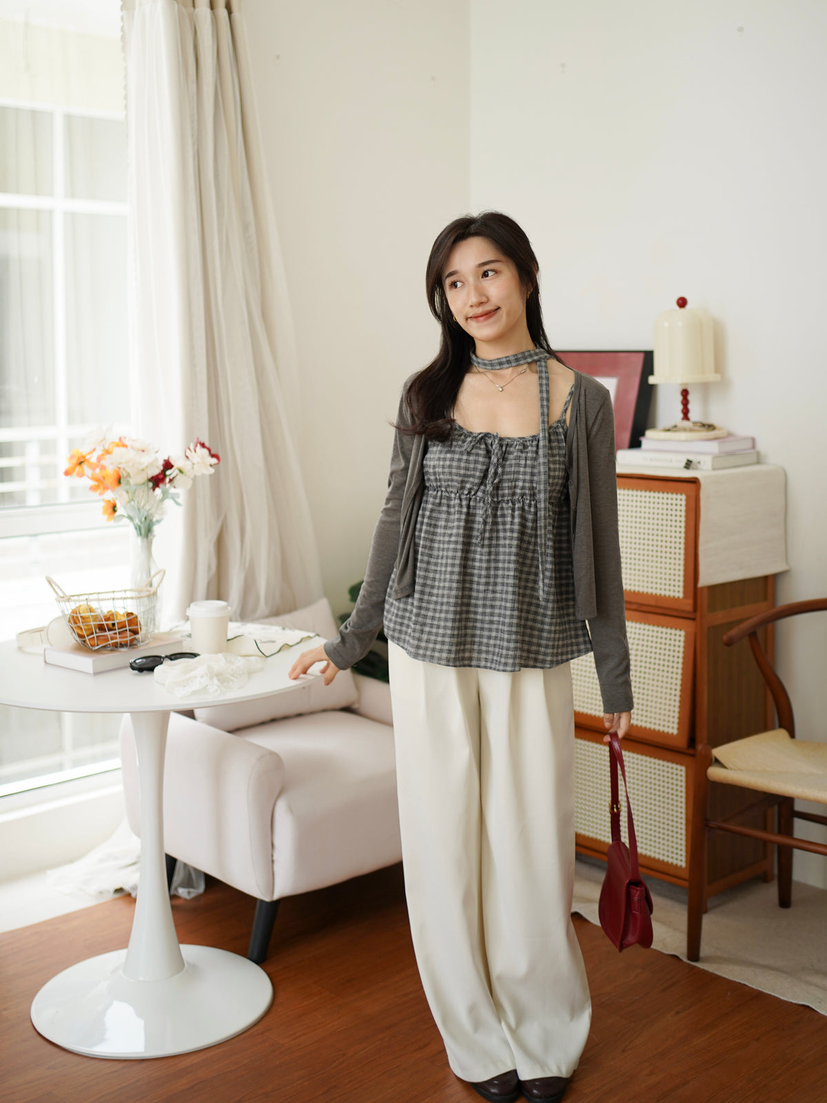 Plaid Camisole & Cardigan Set - LovelyMadness Clothing Malaysia