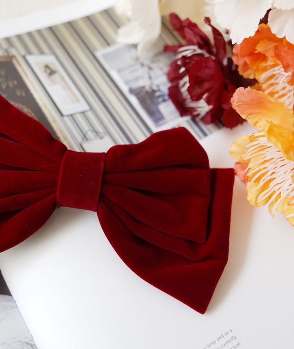 MAROON RIBBON HAIR CLIP