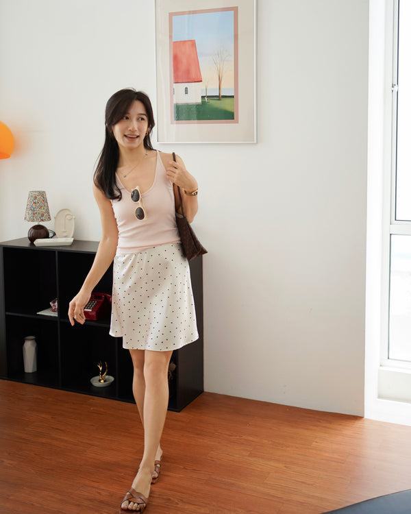 Polkadots Satin Skirt - LovelyMadness Clothing Malaysia