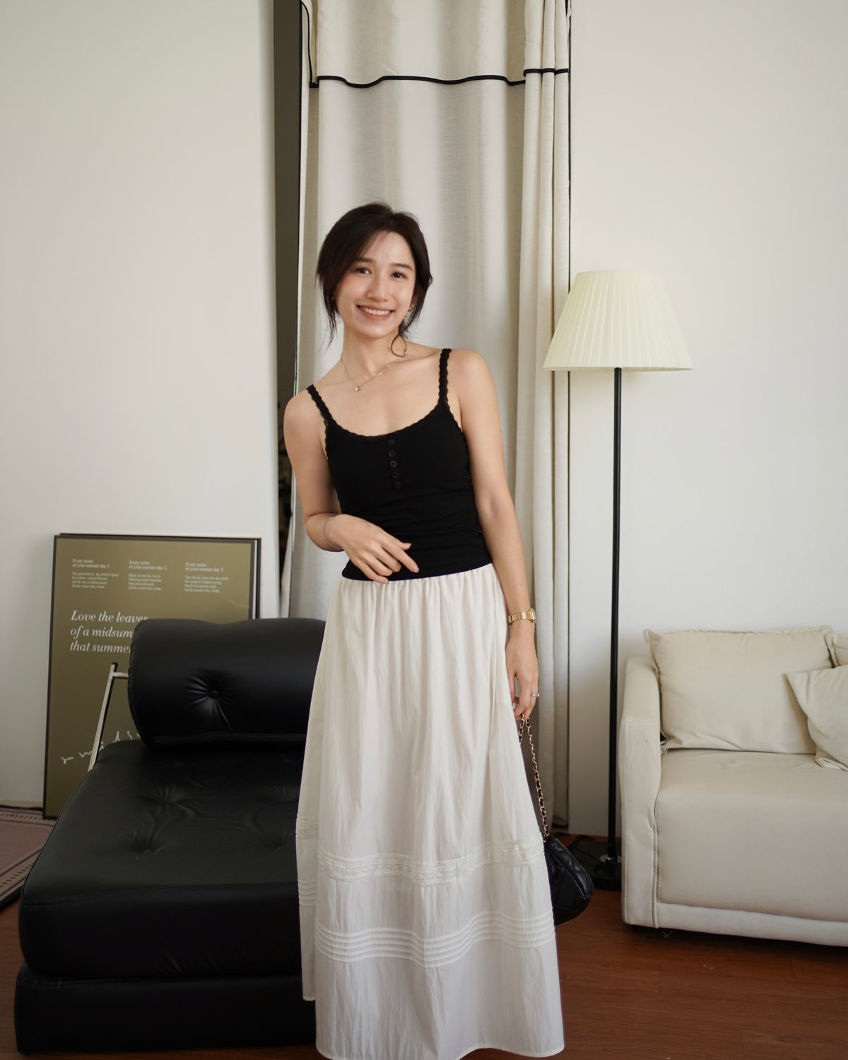 Eyelet Lace Trim Padded Tank