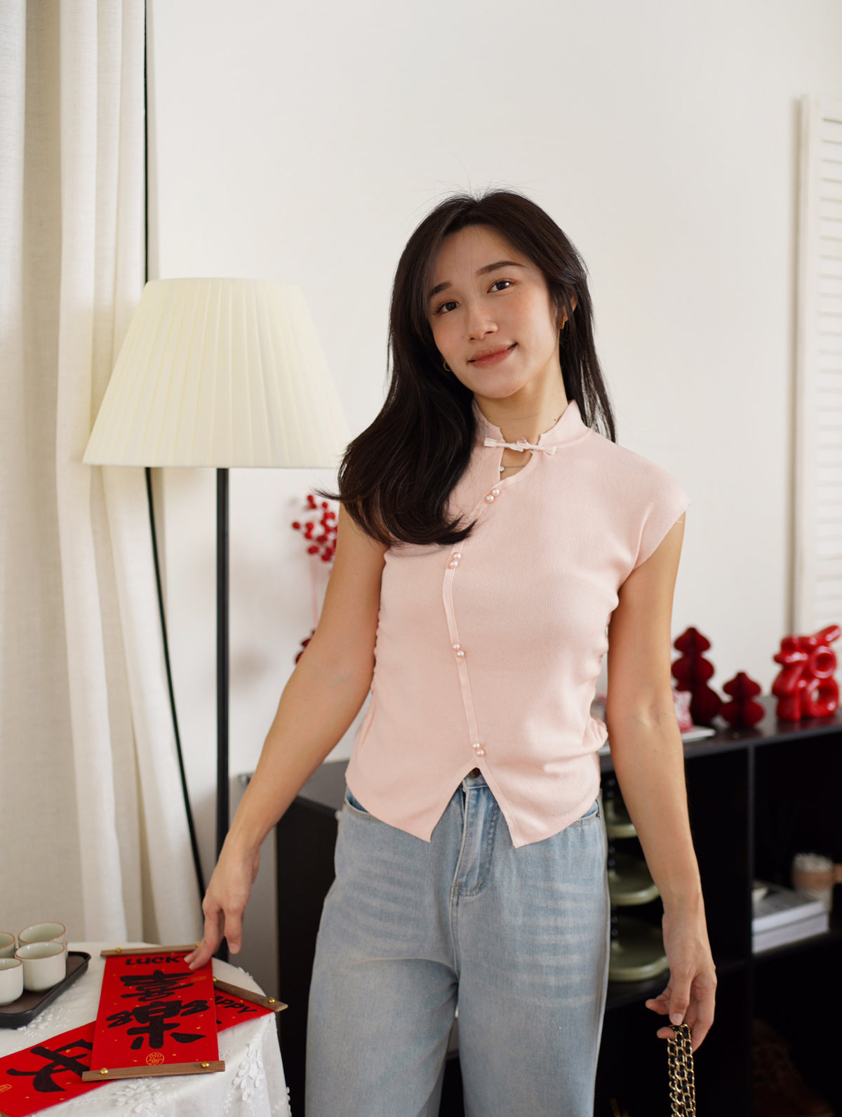 Wan Feng Pearl Knit Top