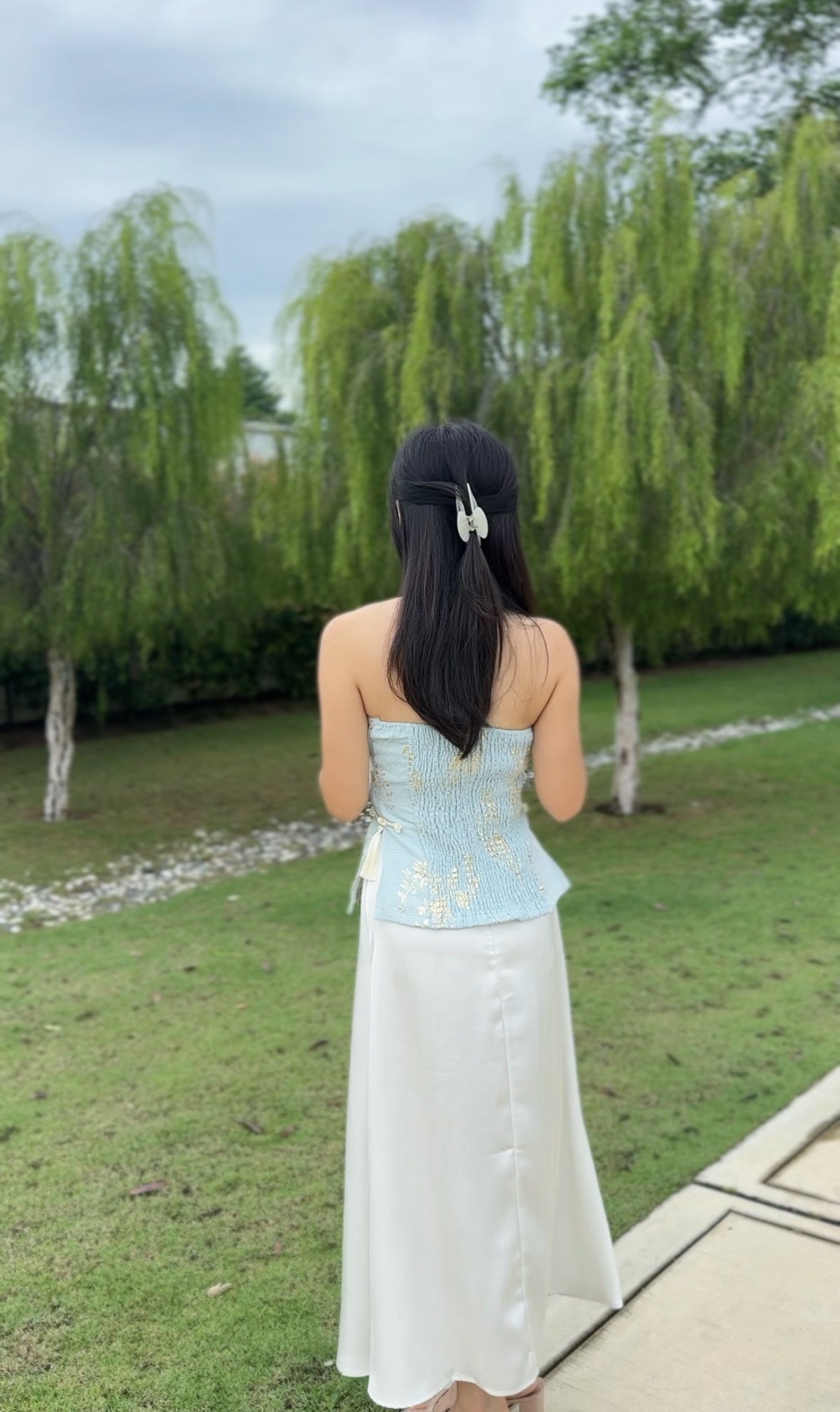 Blue Floral Oriental Tube Top