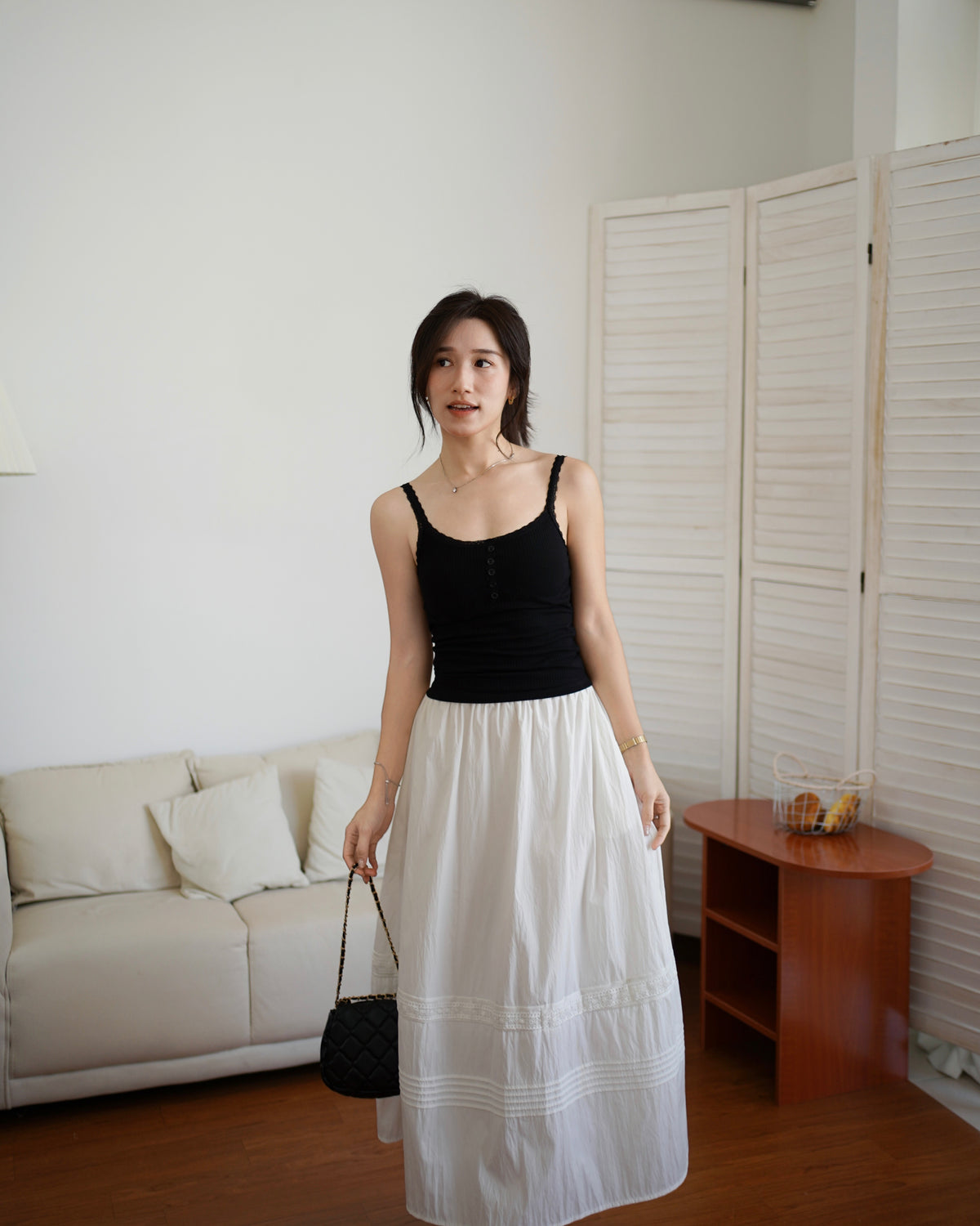 Eyelet Lace Trim Padded Tank