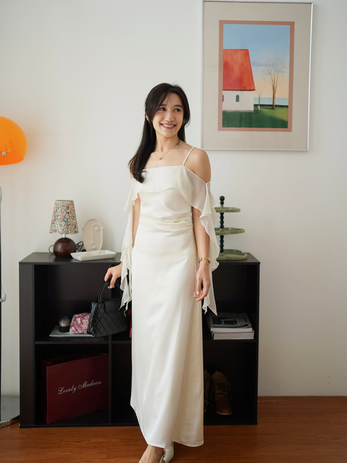 Elara Ruffle Satin Dress