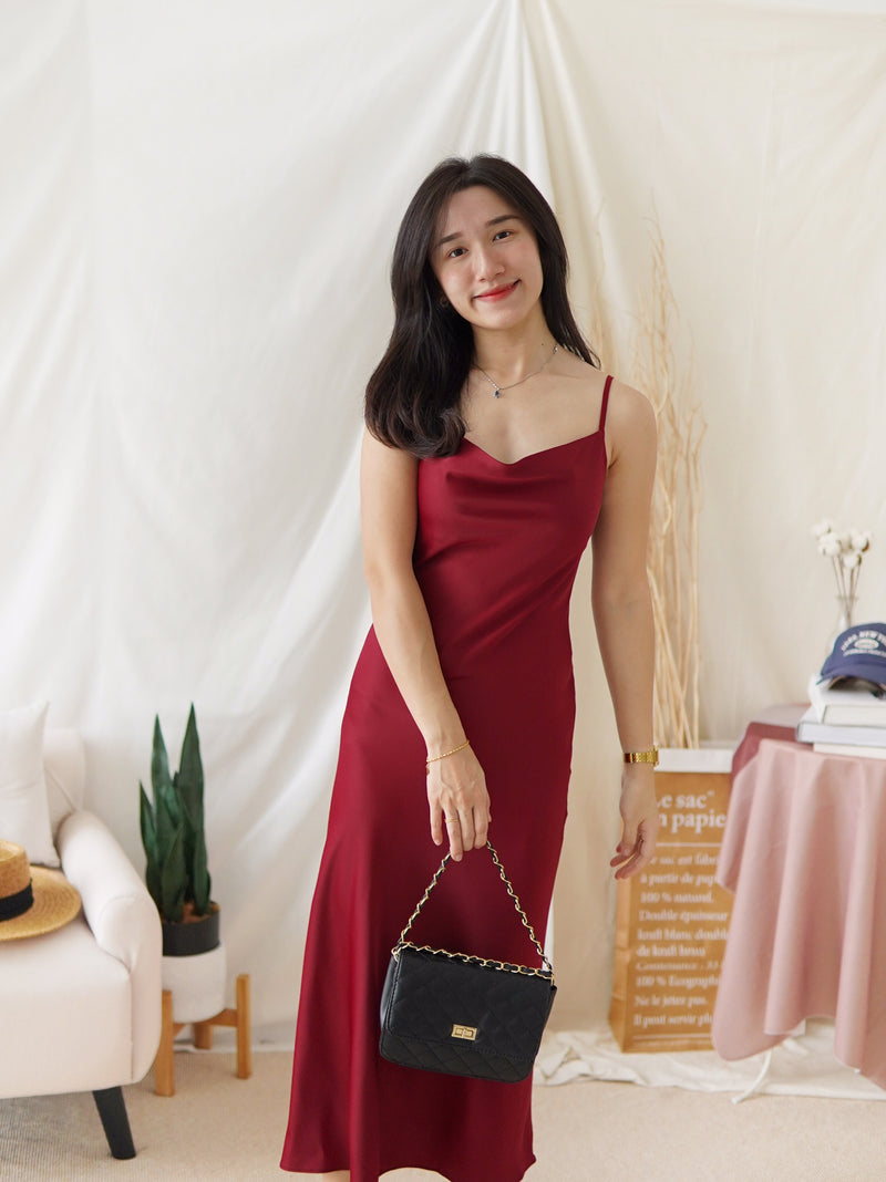 HARPER SATIN COWL DRESS