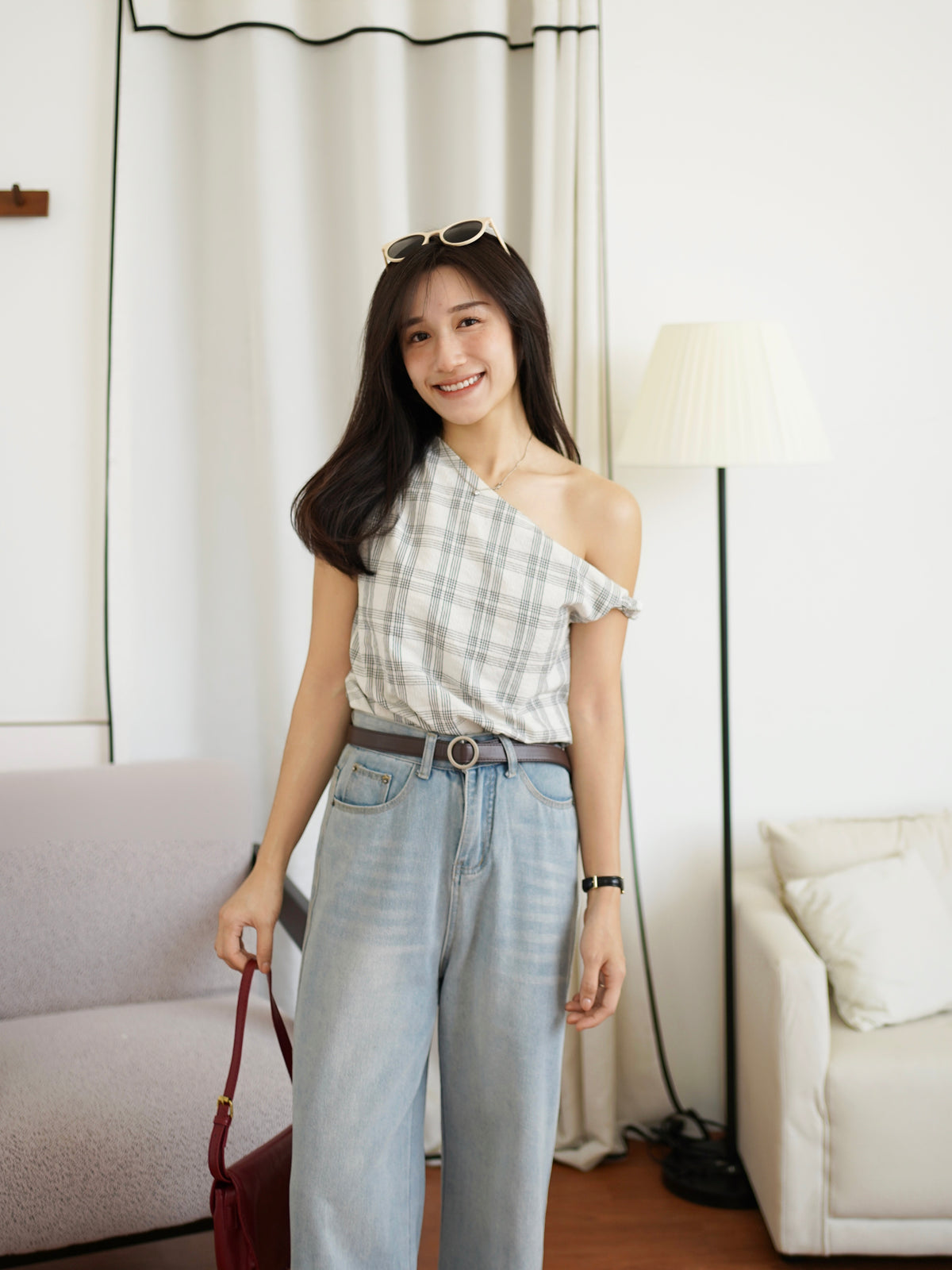 Oriana Plaid Twisted Top - LovelyMadness Clothing Malaysia