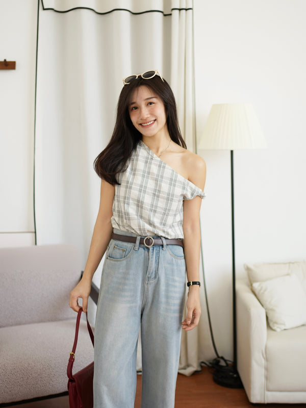 Oriana Plaid Twisted Top - LovelyMadness Clothing Malaysia