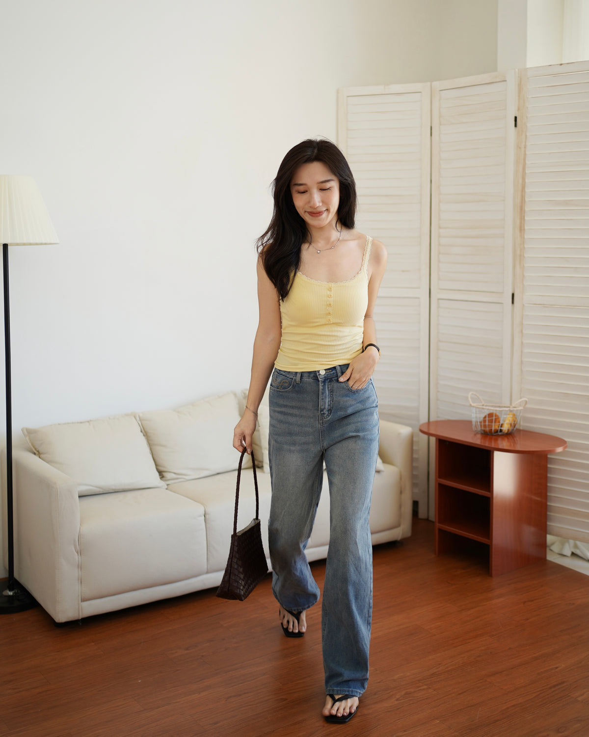 Eyelet Lace Trim Padded Tank