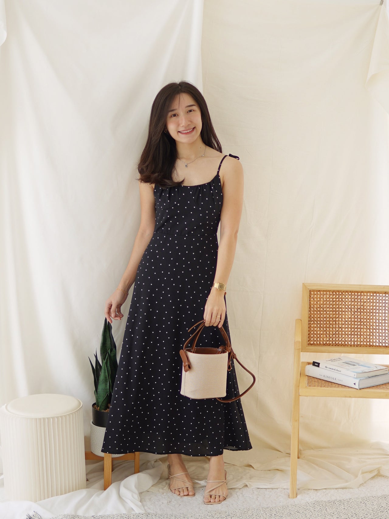 VIVI POLKADOTS BLACK DRESS