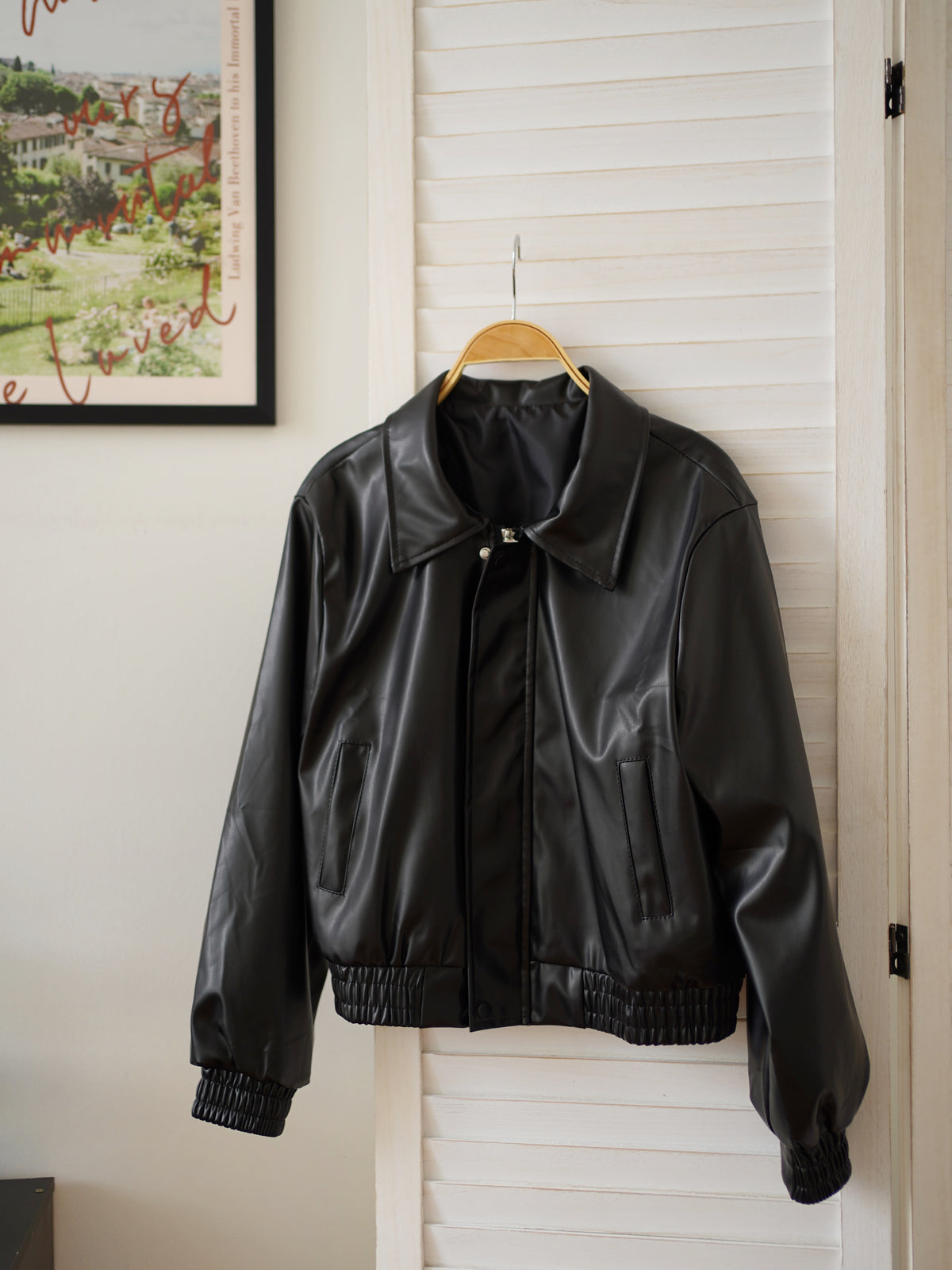 Black Faux Leather Jacket - LovelyMadness Clothing Malaysia