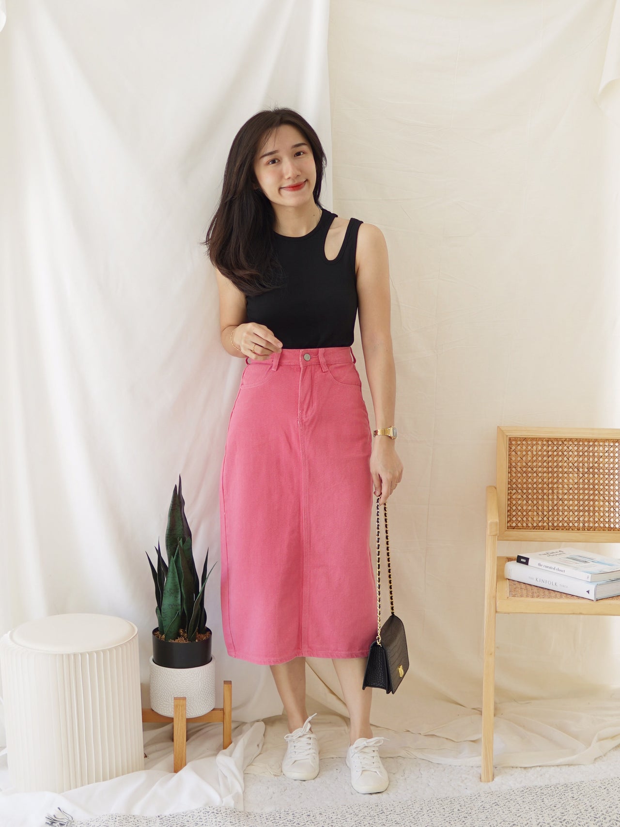 Creole Denim A-line Midi Skirt