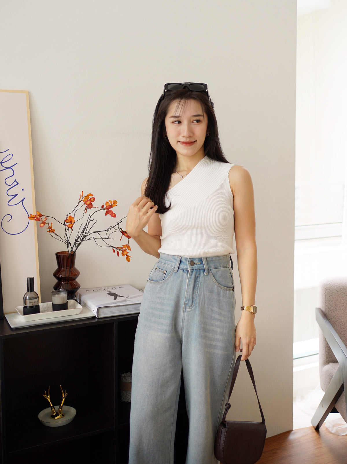 Hazel Oblique Rib Knit Top