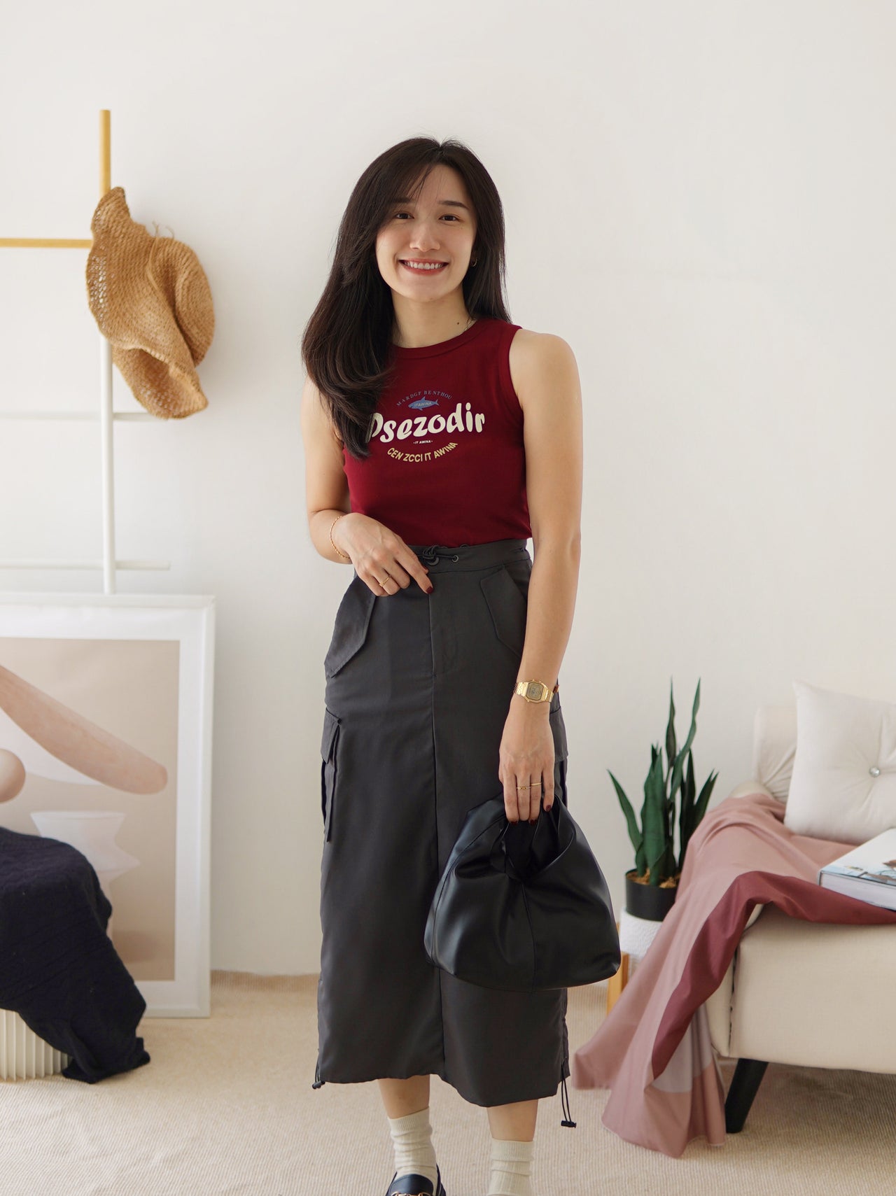 MAROON HALTER TANK