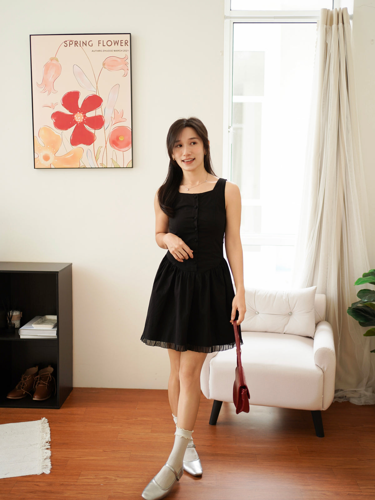 Sophia button-front mini dress - LovelyMadness Clothing Malaysia