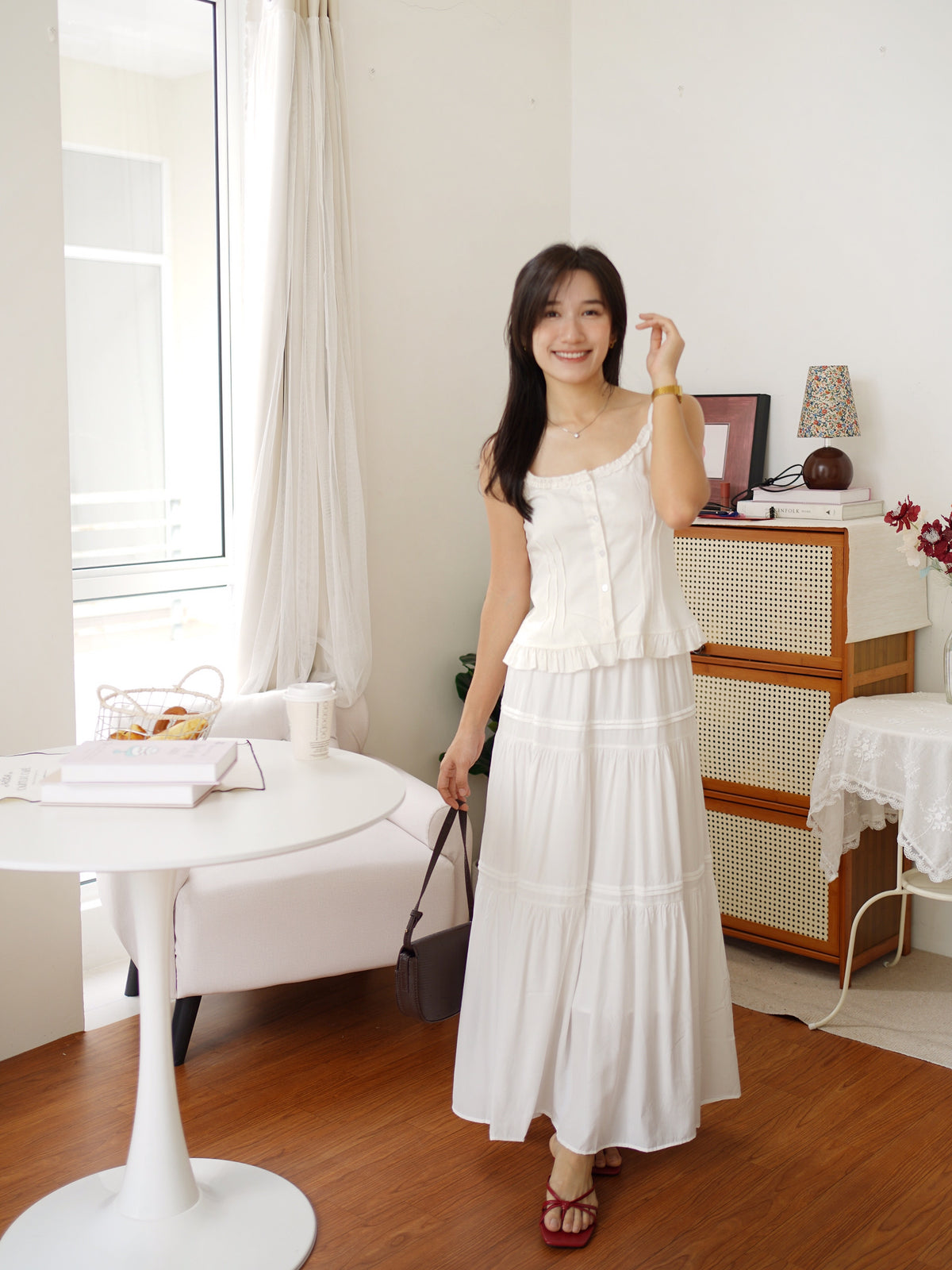 Vanessa Ruffle Button Cami