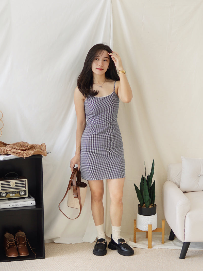 Checkered Strap Mini Dress