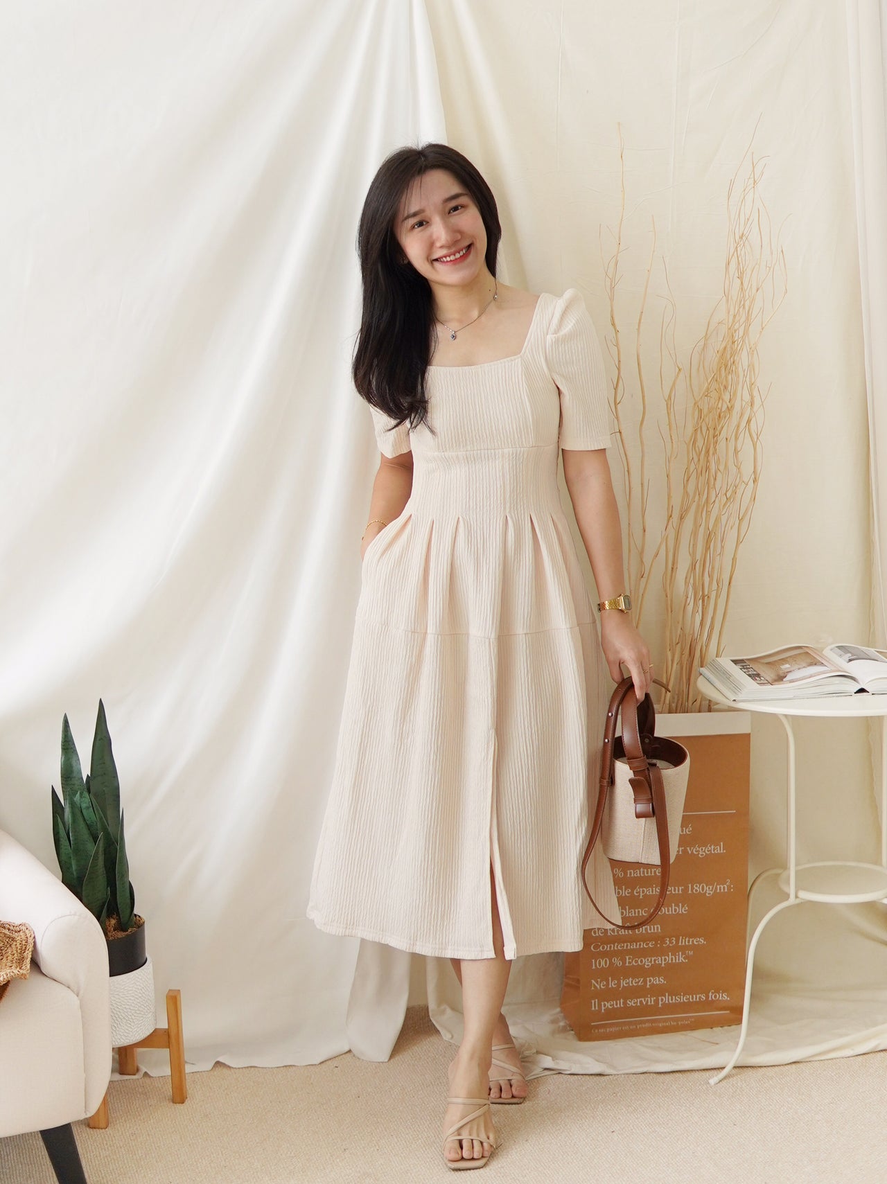 COURTNEY SQUARE ALINED DRESS