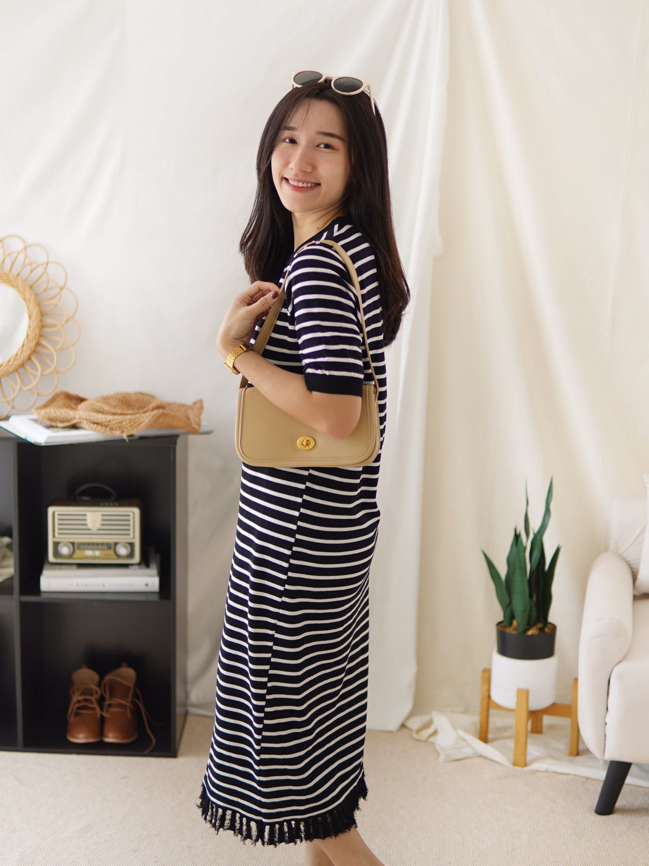 MARCHE STRIPE KNIT FRAY DRESS