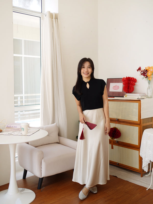 Mandarin Collar Knit Top