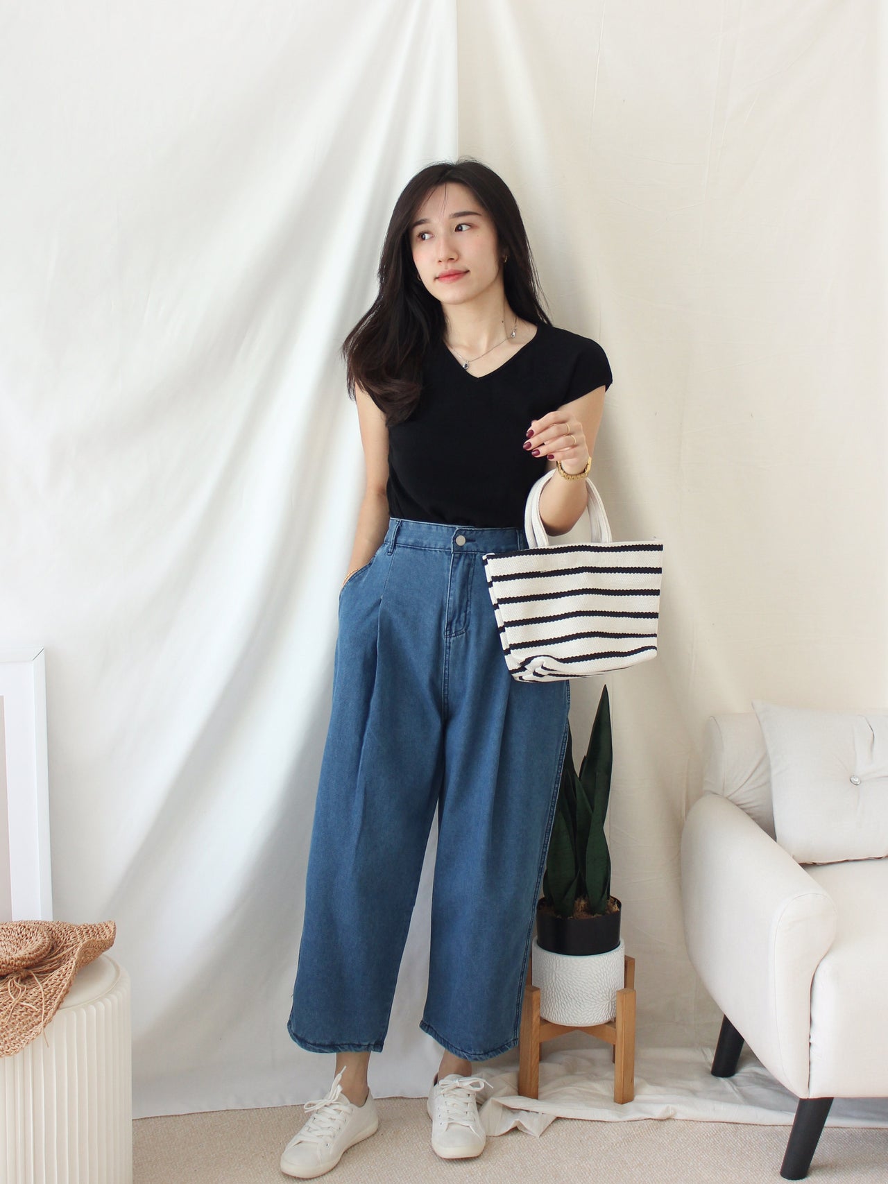 CANVAS STRIPE SMALL BAG