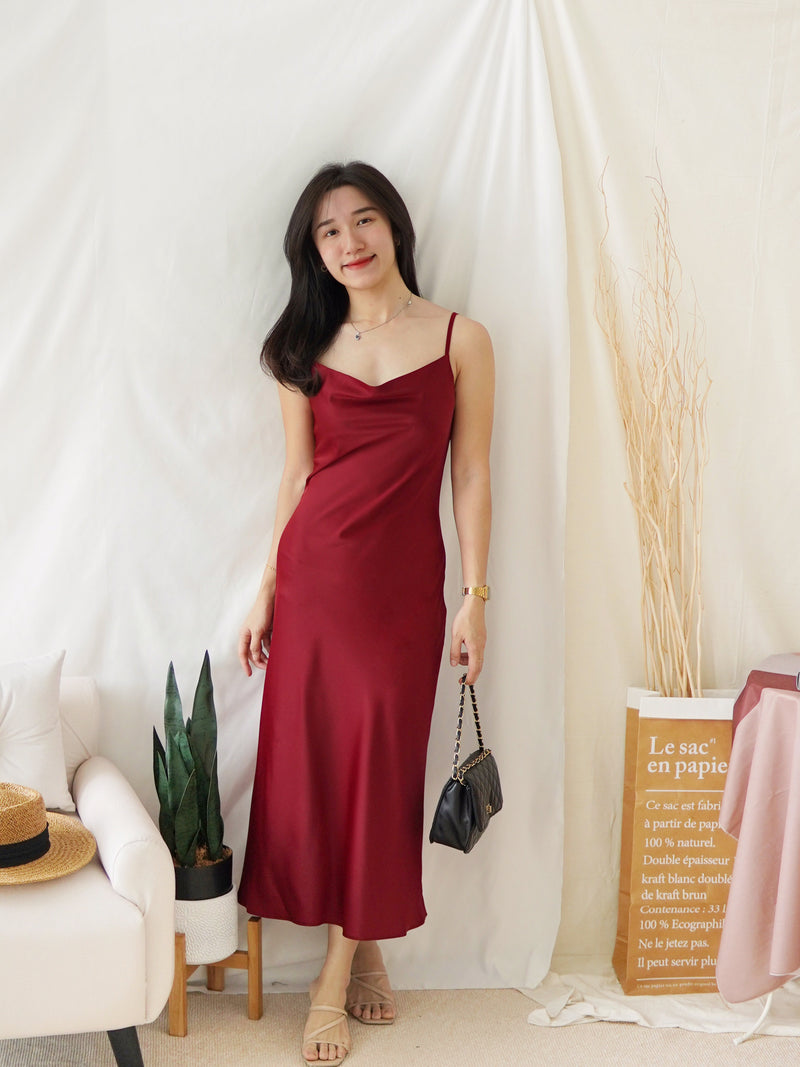 HARPER SATIN COWL DRESS
