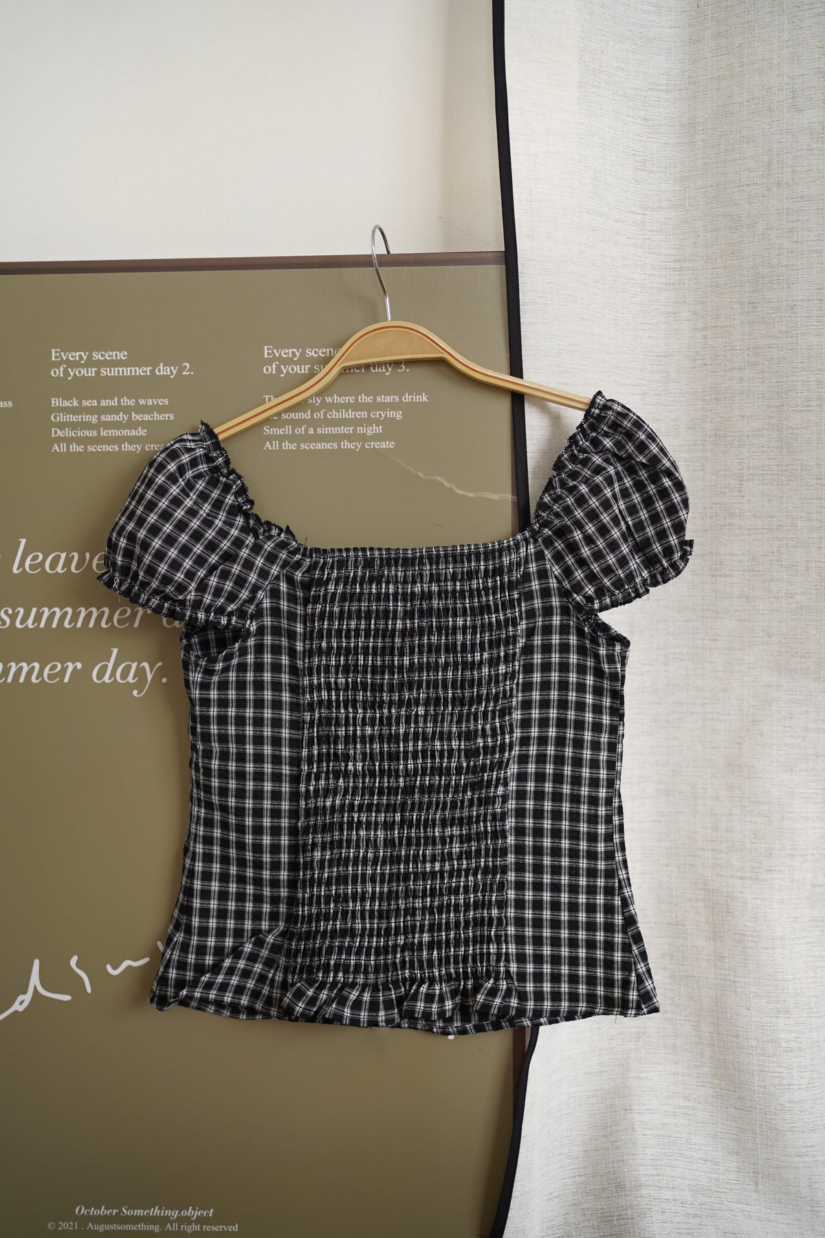 Molly Ruched Plaid Top