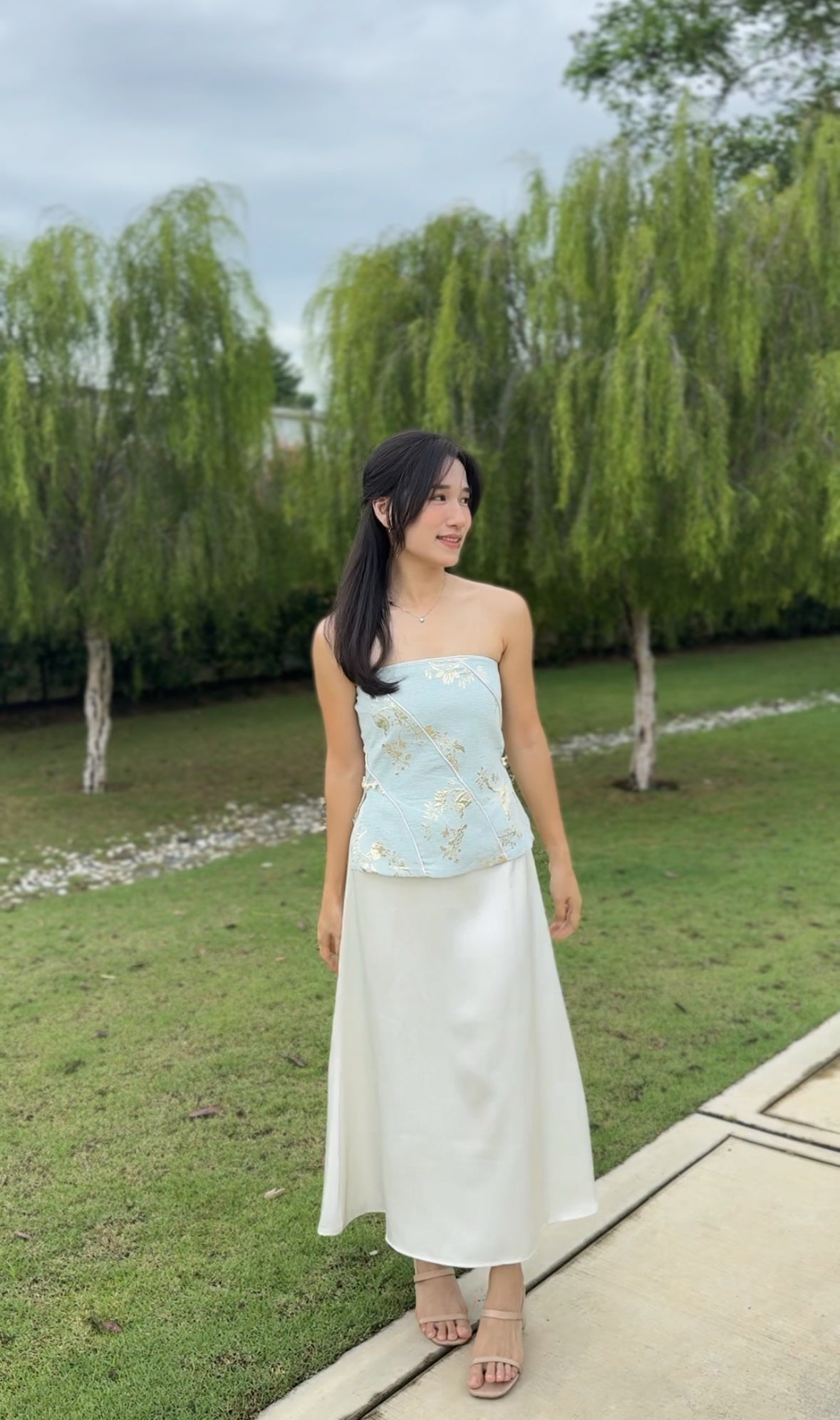 Blue Floral Oriental Tube Top