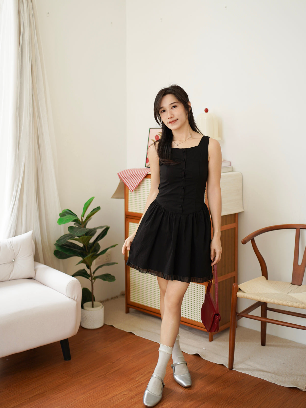 Sophia button-front mini dress - LovelyMadness Clothing Malaysia