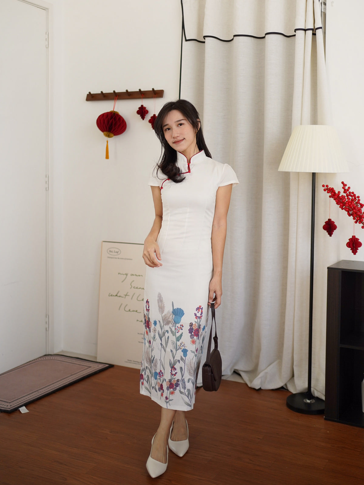 Floral Mandarin Collar Dress